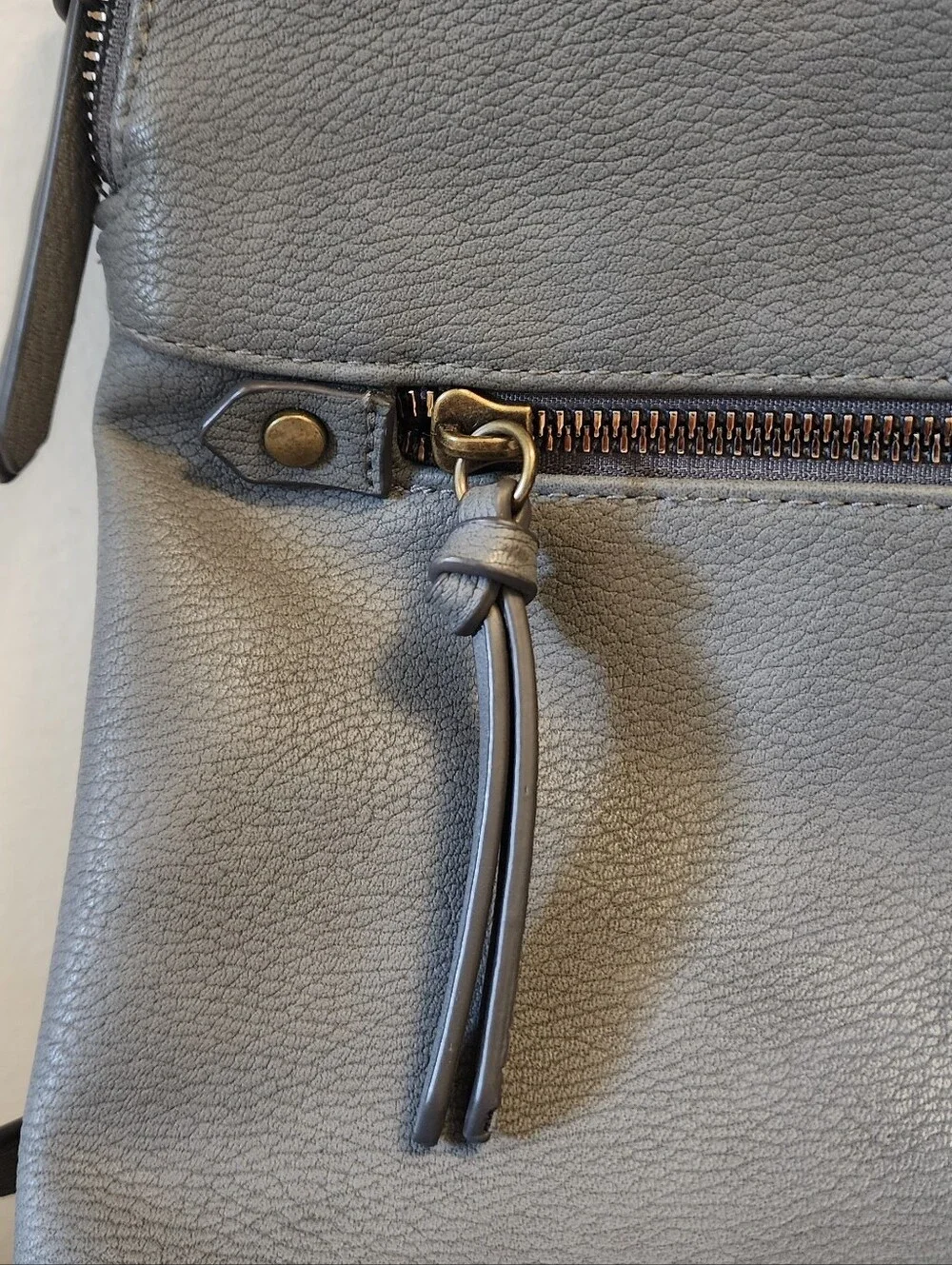 Sonoma Goods For Life Riley Slate Gray Faux Leather Backpack Purse EUC